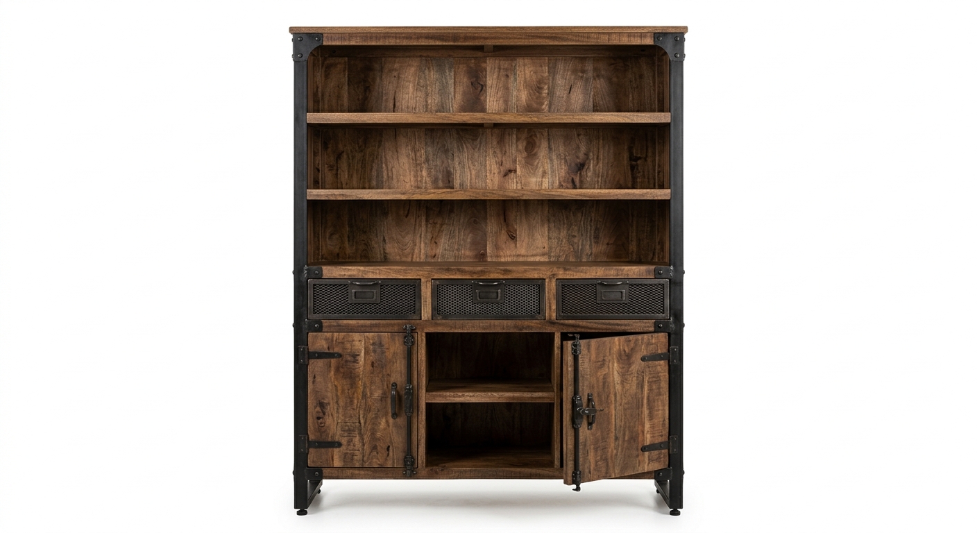 Industrial wooden cabinet brown