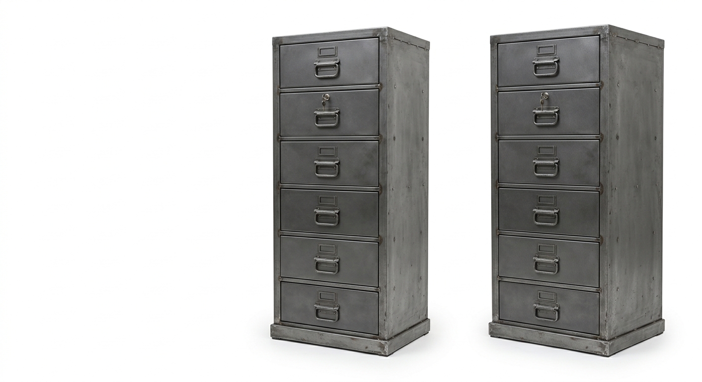 Industrial gray metal cabinet