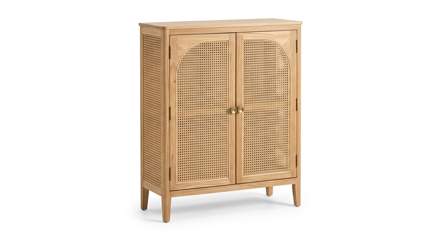 Warm beige rattan cabinet