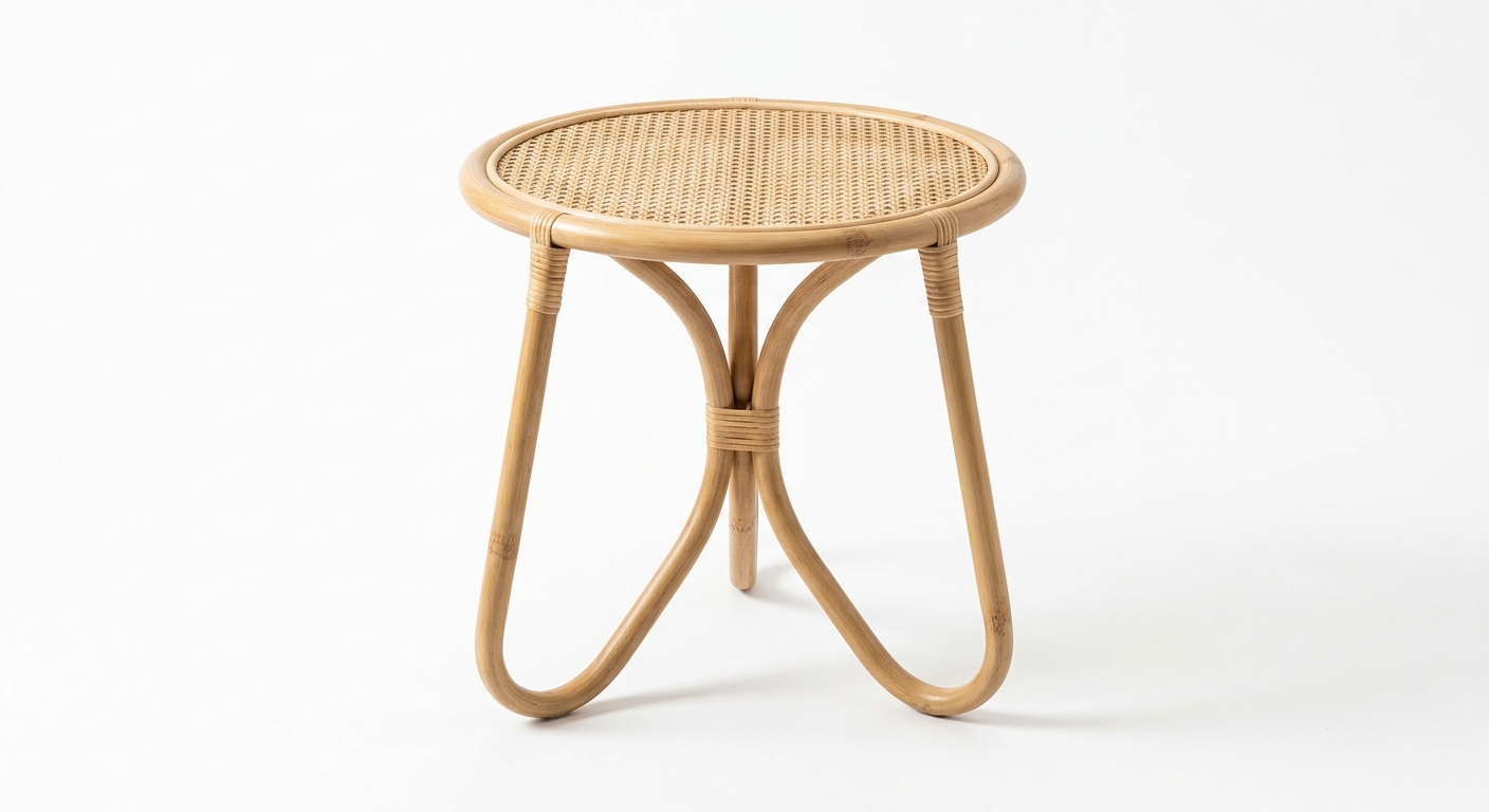 Scandinavian rattan side table