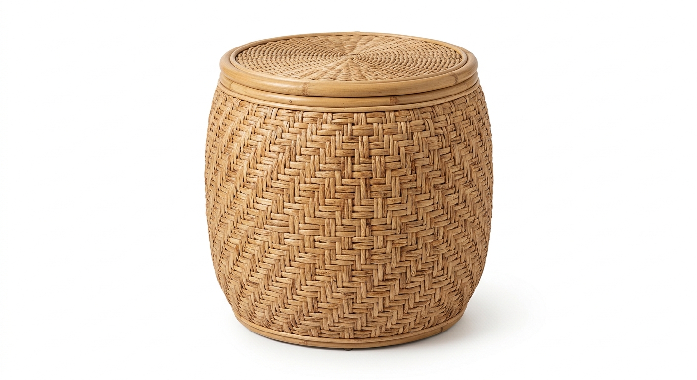 Warm beige rattan side table