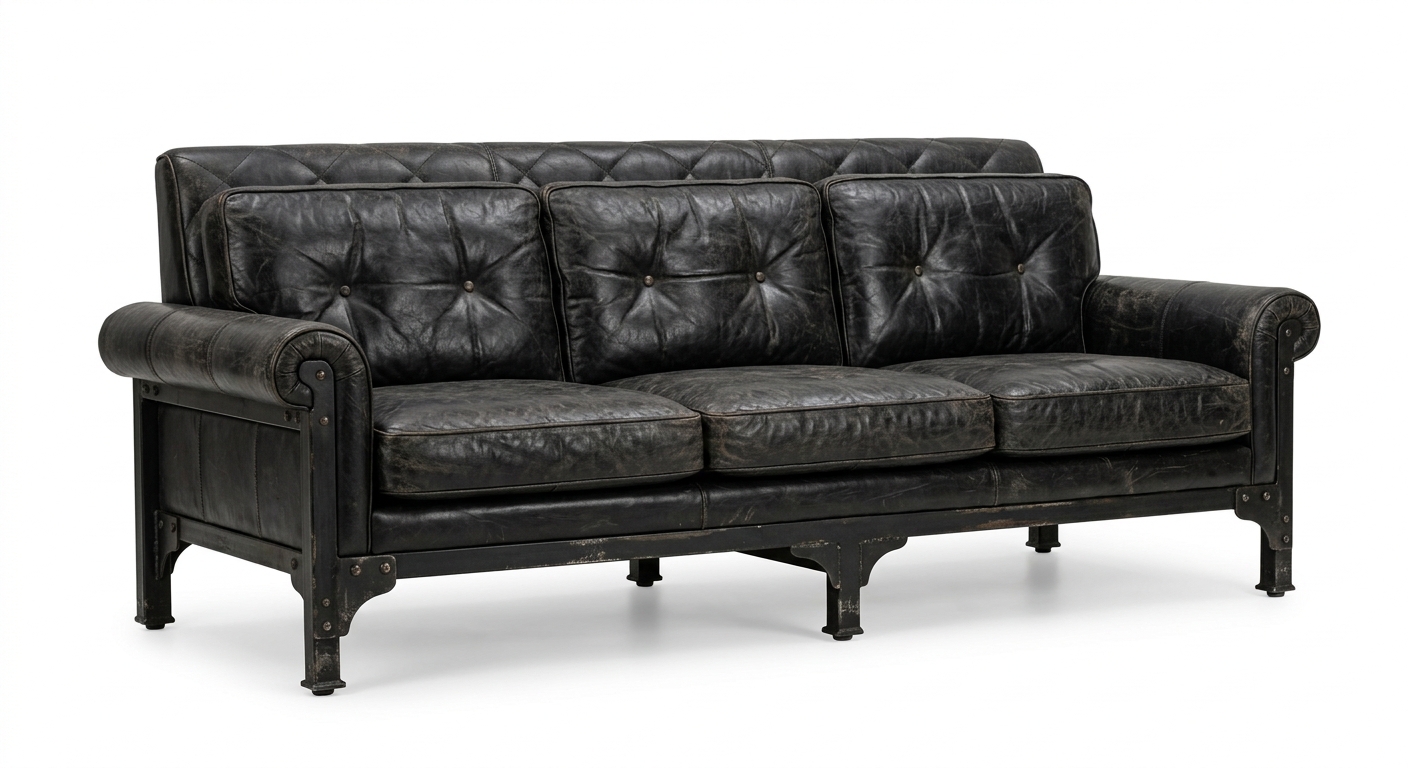 Industrial vintage leather sofa