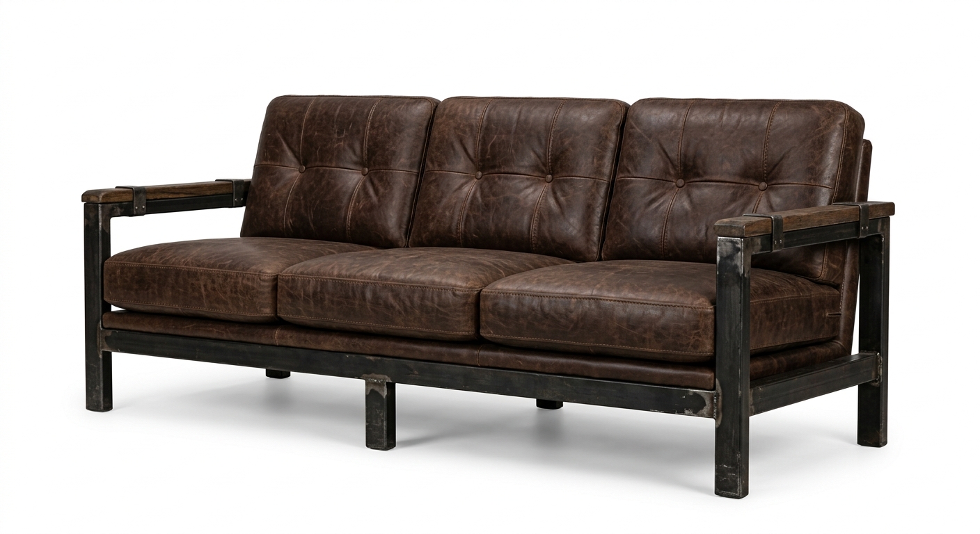 Industrial leather sofa