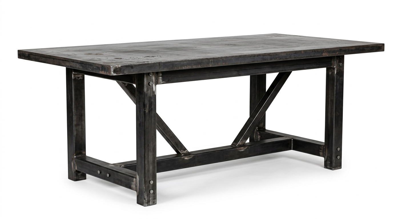 Industrial metal dining table