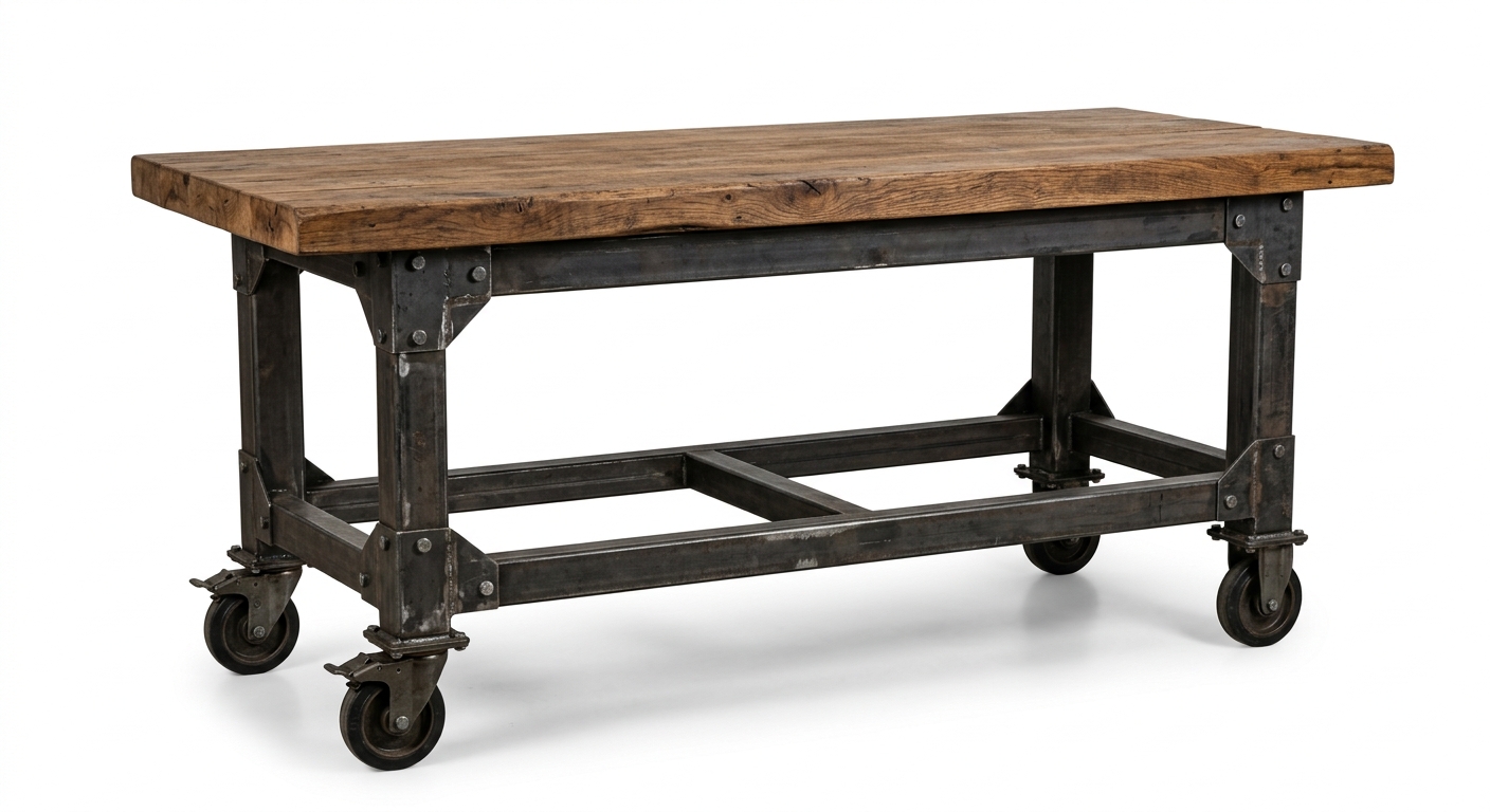 Industrial wooden dining table